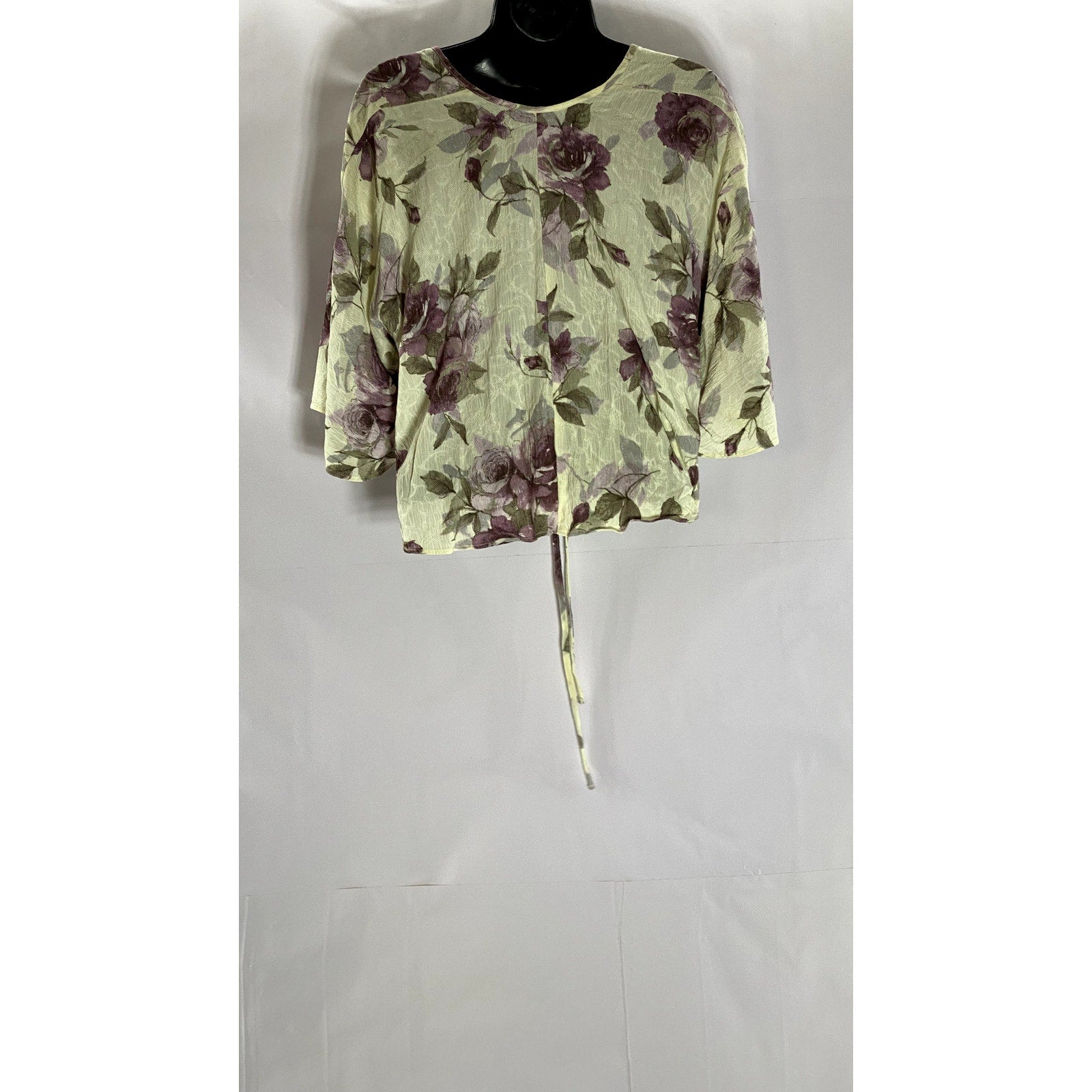 REFORMATION Women's Cream Floral Mesh Tie-Knit Short Sleeve Cover-Up SZ OS