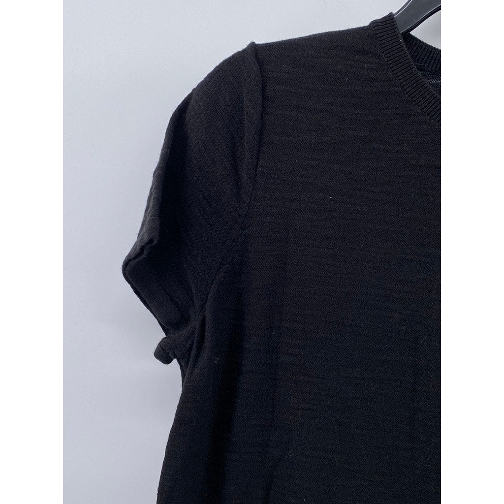 LOFT OUTLET Women's Black Crewneck Short Sleeve Knit Top SZ L