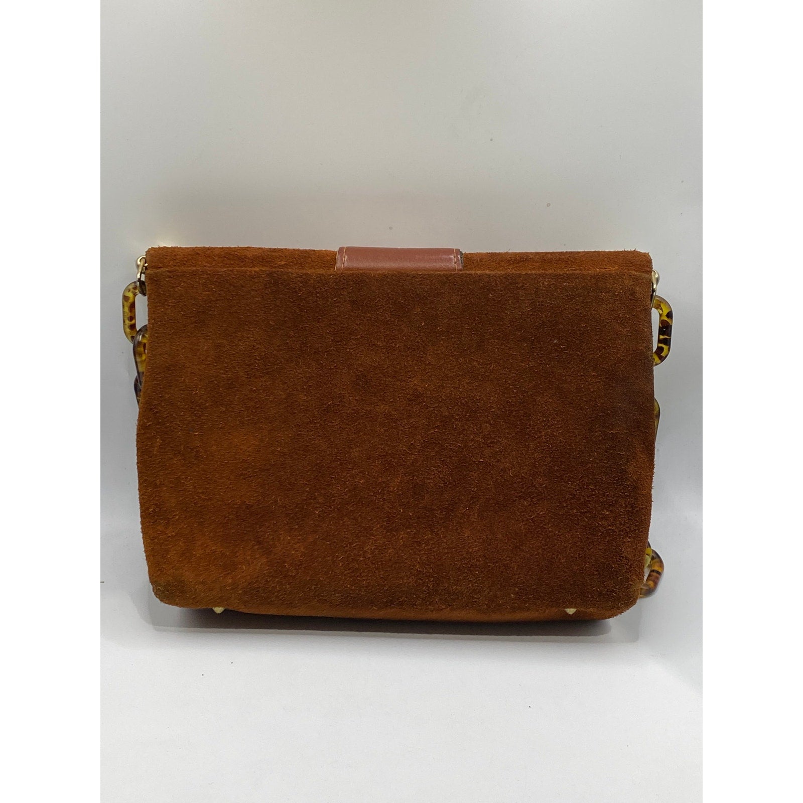 TOWN & COUNTRY SHOES Women's Vintage Brown SuedeLeather Tortoiseshell Clutch Bag