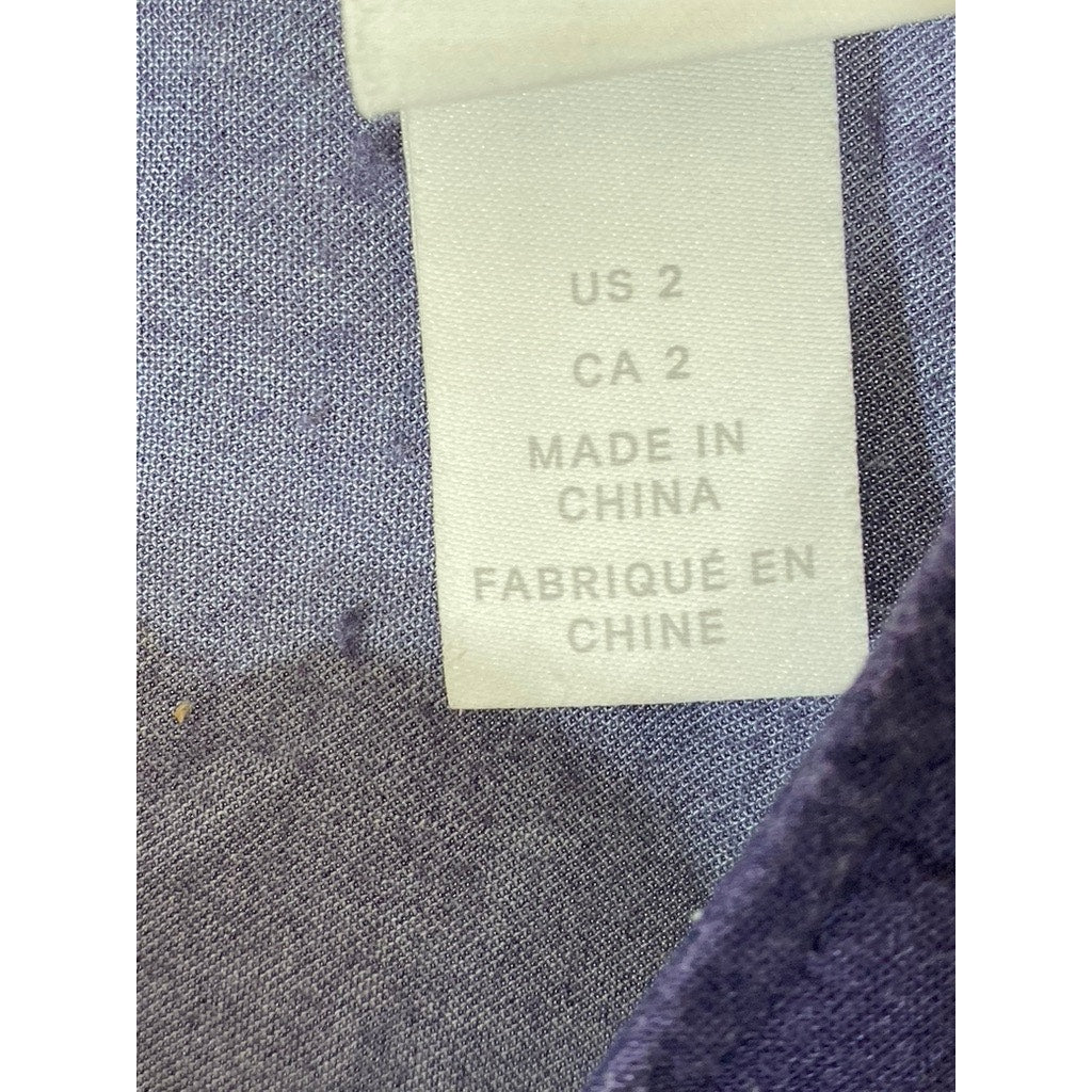 H&M Women's Blue Paisley Print Crewneck Short Sleeve Back Keyhole Dress SZ 2