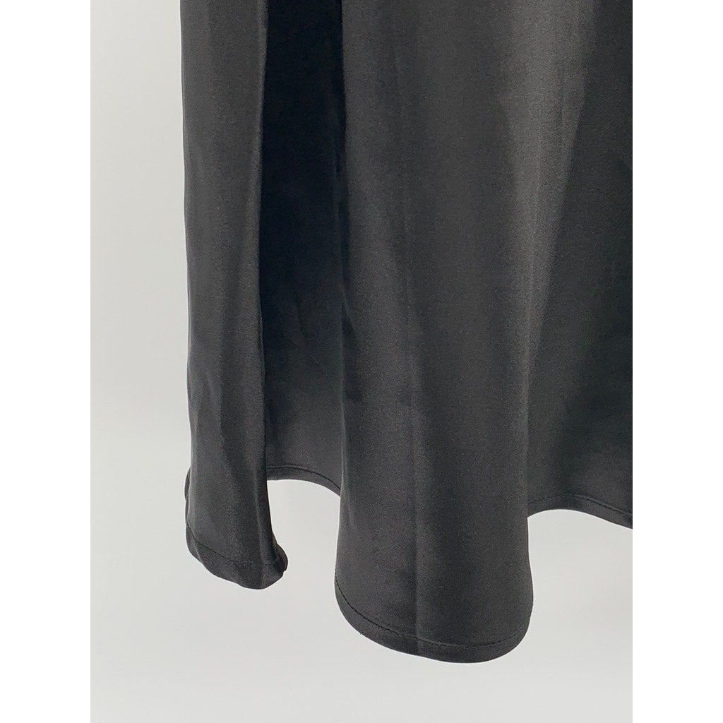 ZEAGOO Women's Black Satin Midi Skirt SZ XS