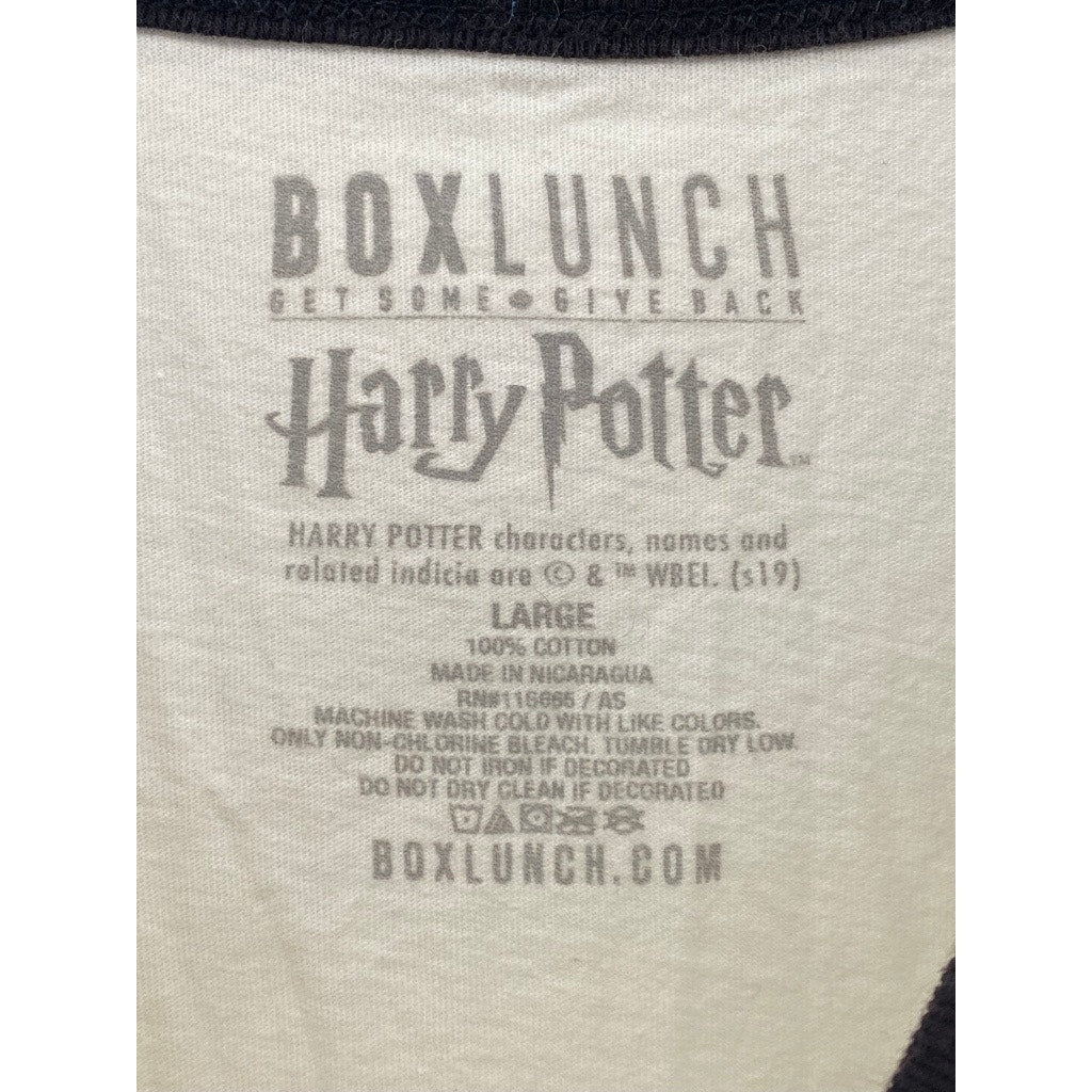 BOX LUNCH Unisex Adult Beige-Black Crewneck Harry Potter Hogwarts T-Shirt SZ L
