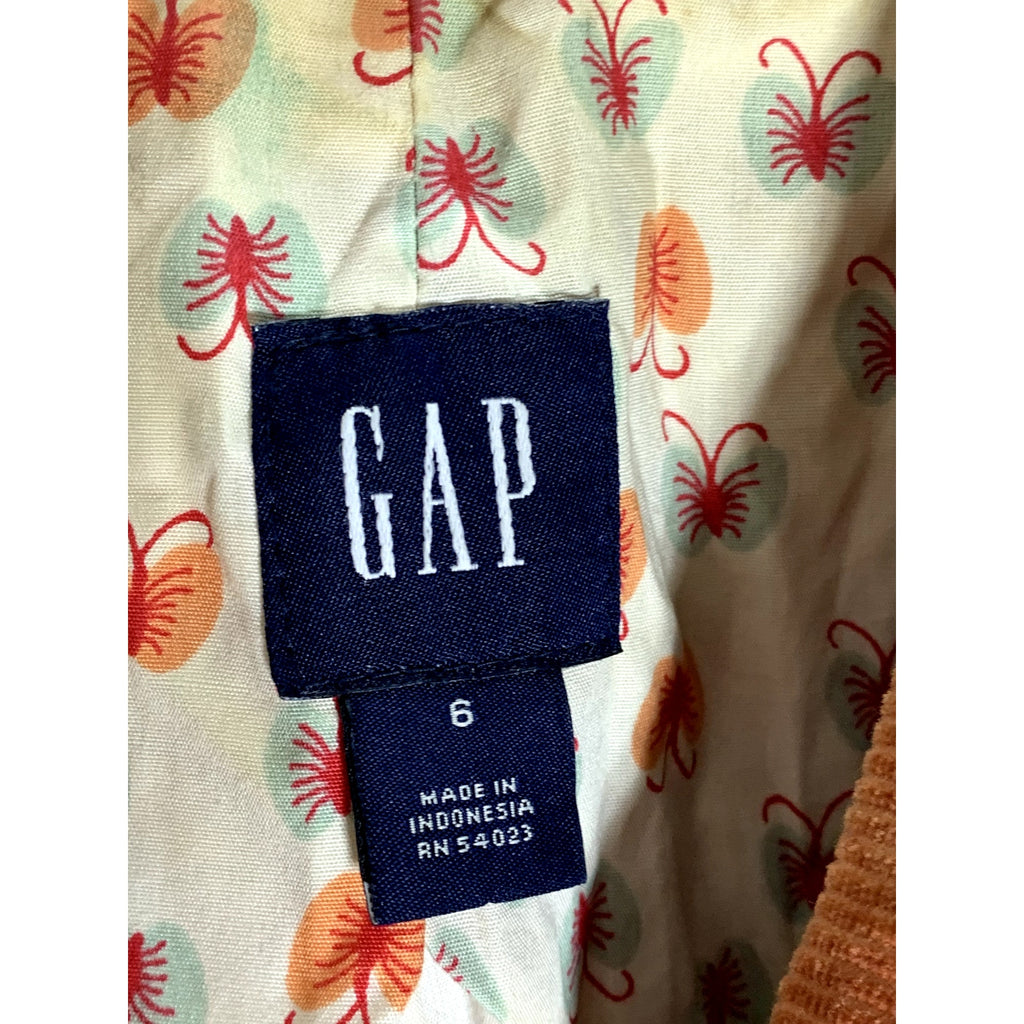 GAP Women's Burnt Orange Corduroy Button-Up Four-Pocket Jacket SZ 6