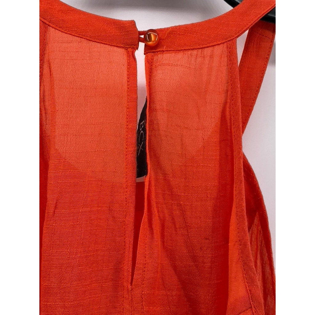 BCX Women's Orange Scoop-Neck Beaded Embellished Relaxed Fit Sleeveless Top SZ S