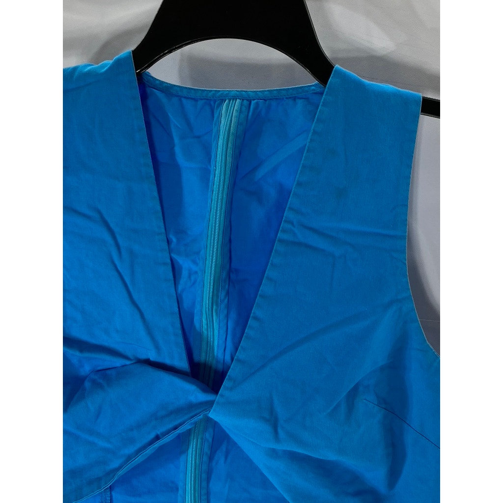 COMMENSE Women's Blue Twist-Front Open-Front Cropped Sleeveless Top SZ XS