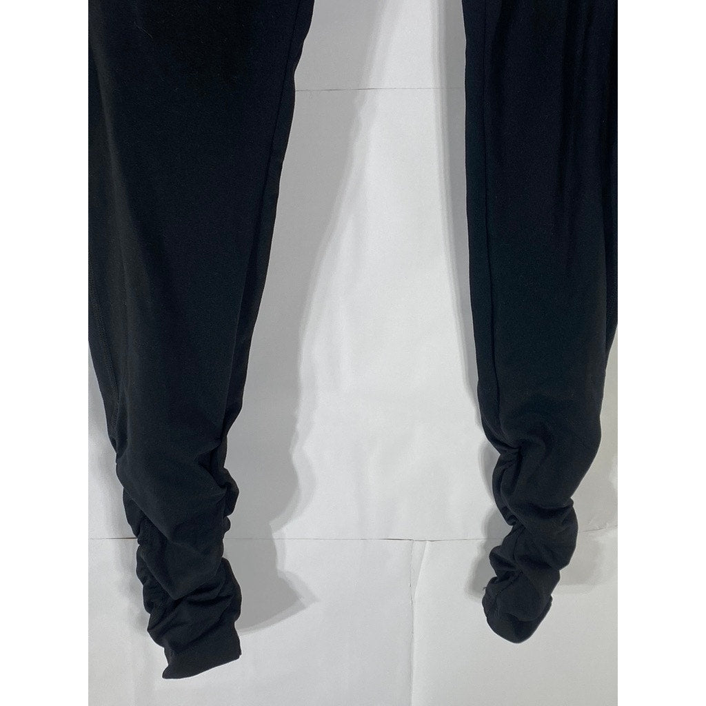 BALEAF Women's Black Scrunched Leg Tummy-Control High-Rise Ankle Leggings SZ M