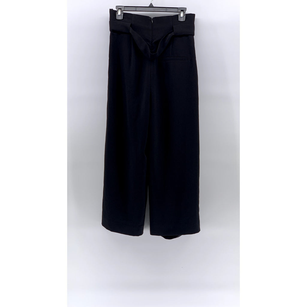COS Women's Black Solid Ruffle High Rise Wide-Leg Relaxed-Fit Belted Pant SZ 6