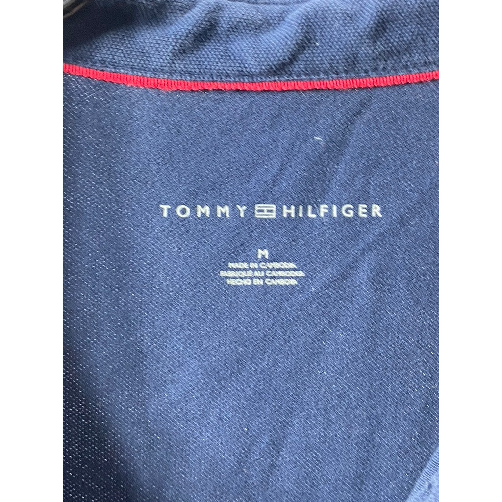 TOMMY HILFIGER Women's Navy Banner Stripe Short Sleeve Polo Mini Dress SZ M