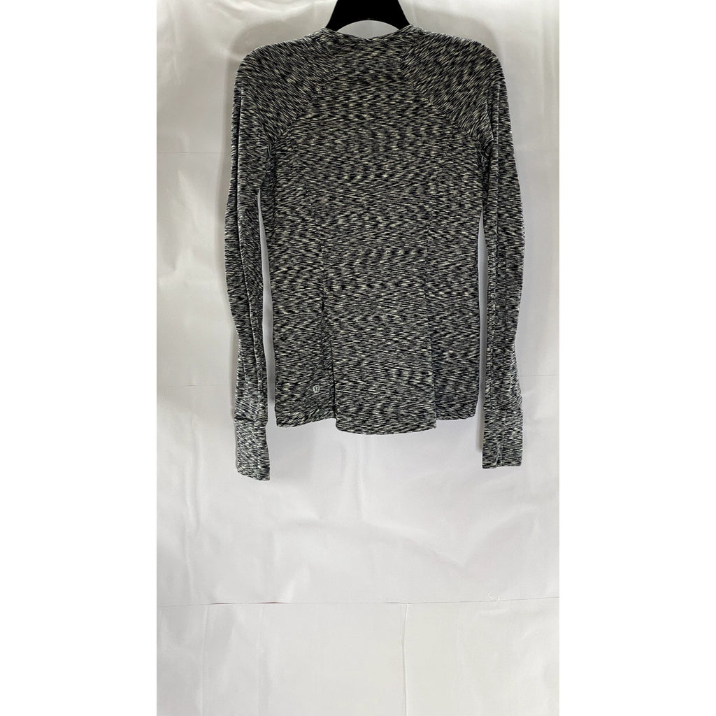 LULULEMON Women's Black/White Printed Runderful Crewneck Long Sleeve Top SZ 8