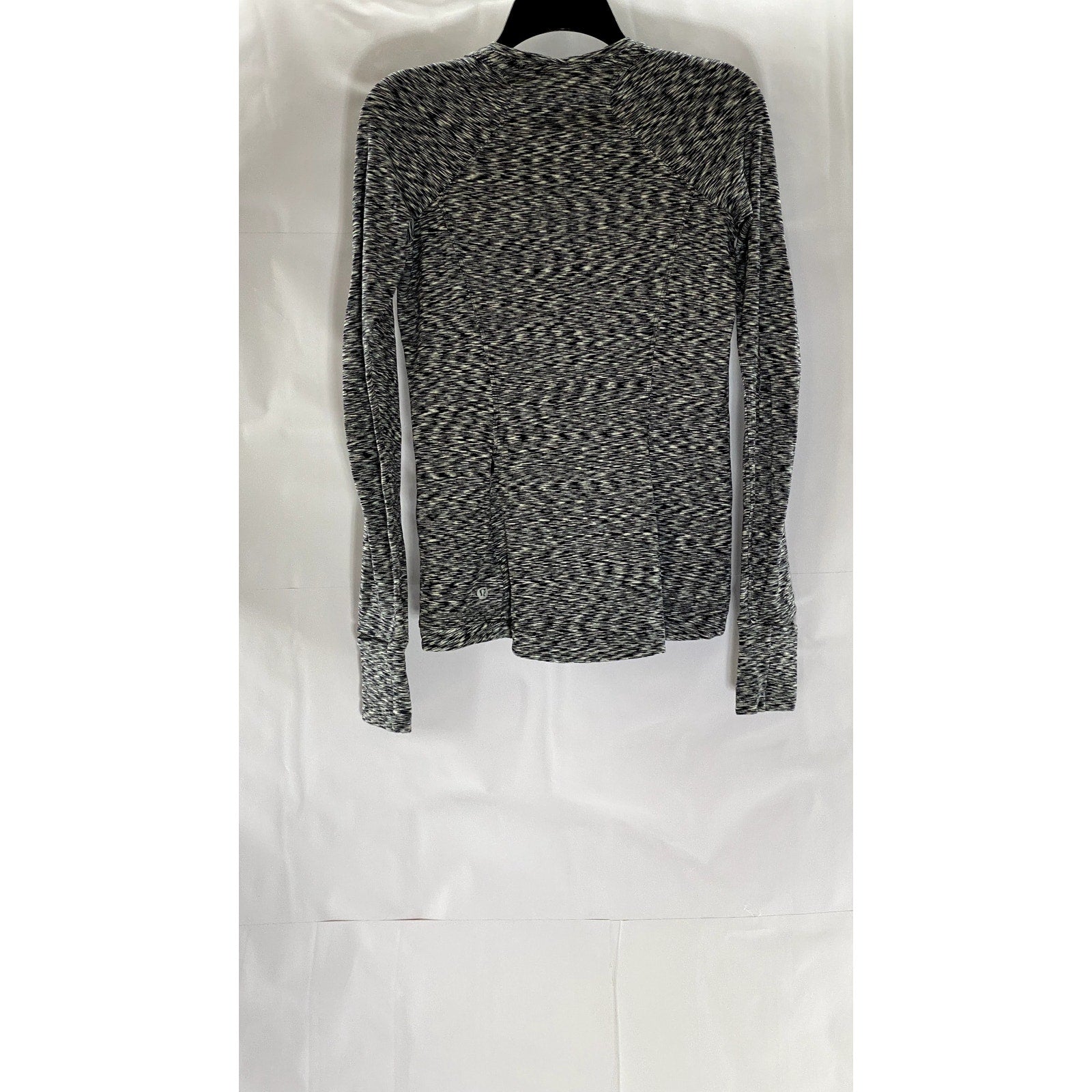 LULULEMON Women's Black/White Printed Runderful Crewneck Long Sleeve Top SZ 8