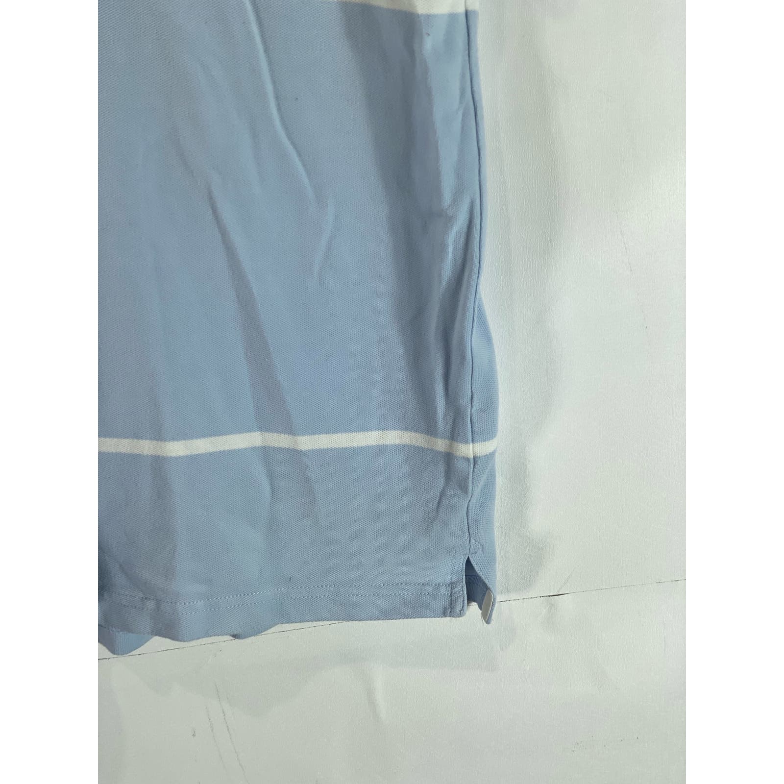 BANANA REPUBLIC Men's Blue Striped Short Sleeve Fitted Polo SZ L
