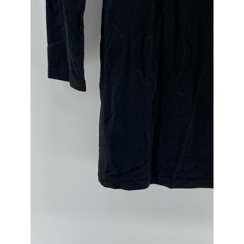 UNBRANDED Women's Black Solid Crewneck Long Sleeve Casual A-Line Mini Dress SZ S