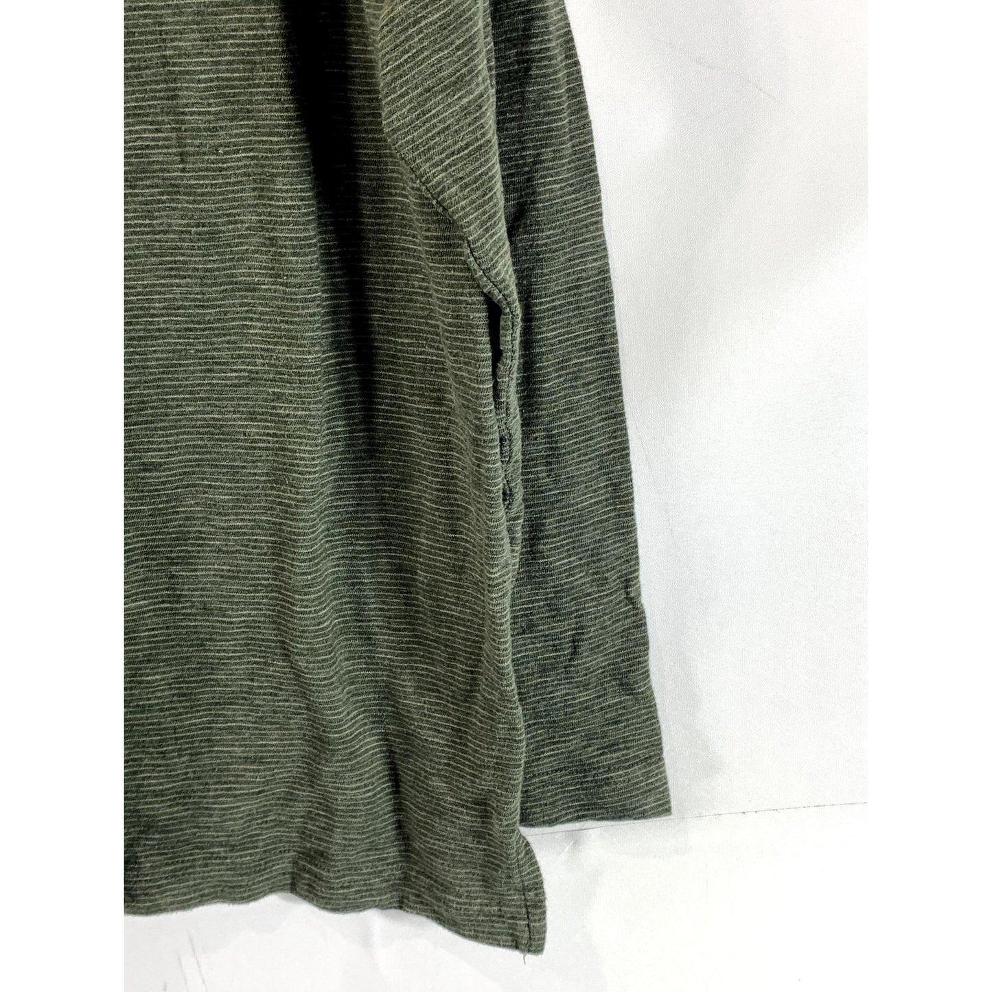 LANDS' END Men's Green Striped Crewneck Long Sleeve T-Shirt SZ XL