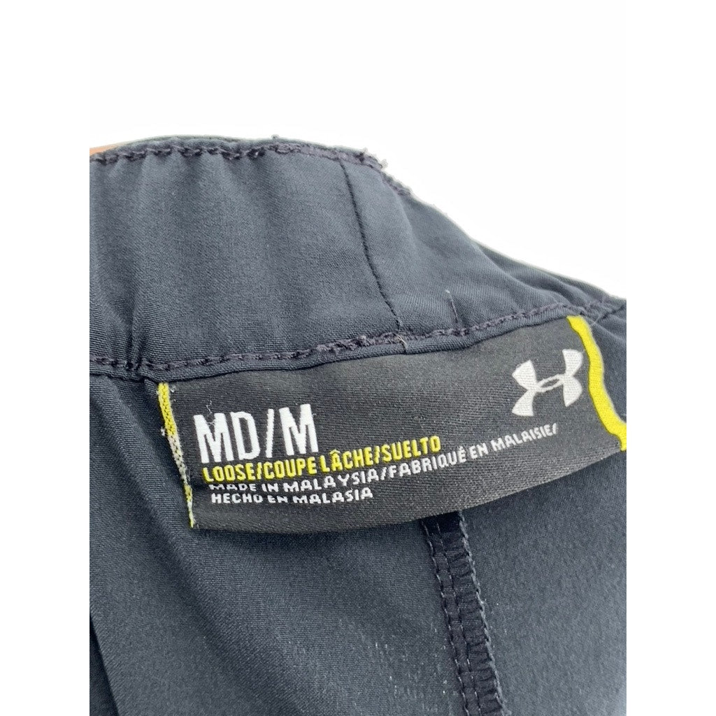 UNDER ARMOUR Women's Black Solid High-Rise Casual Loose Fit Pants SZ M