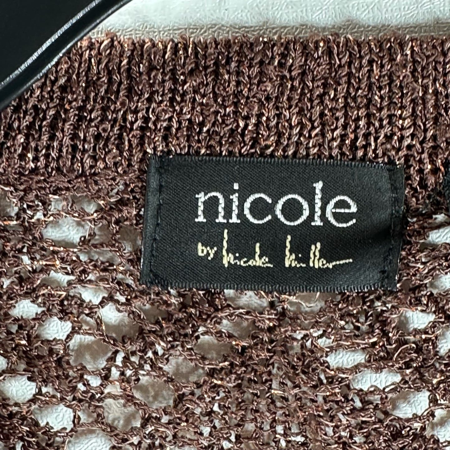 NICOLE BY NICOLE MILLER Women's Brown Metallic Hook-Closure Shrug SZ S