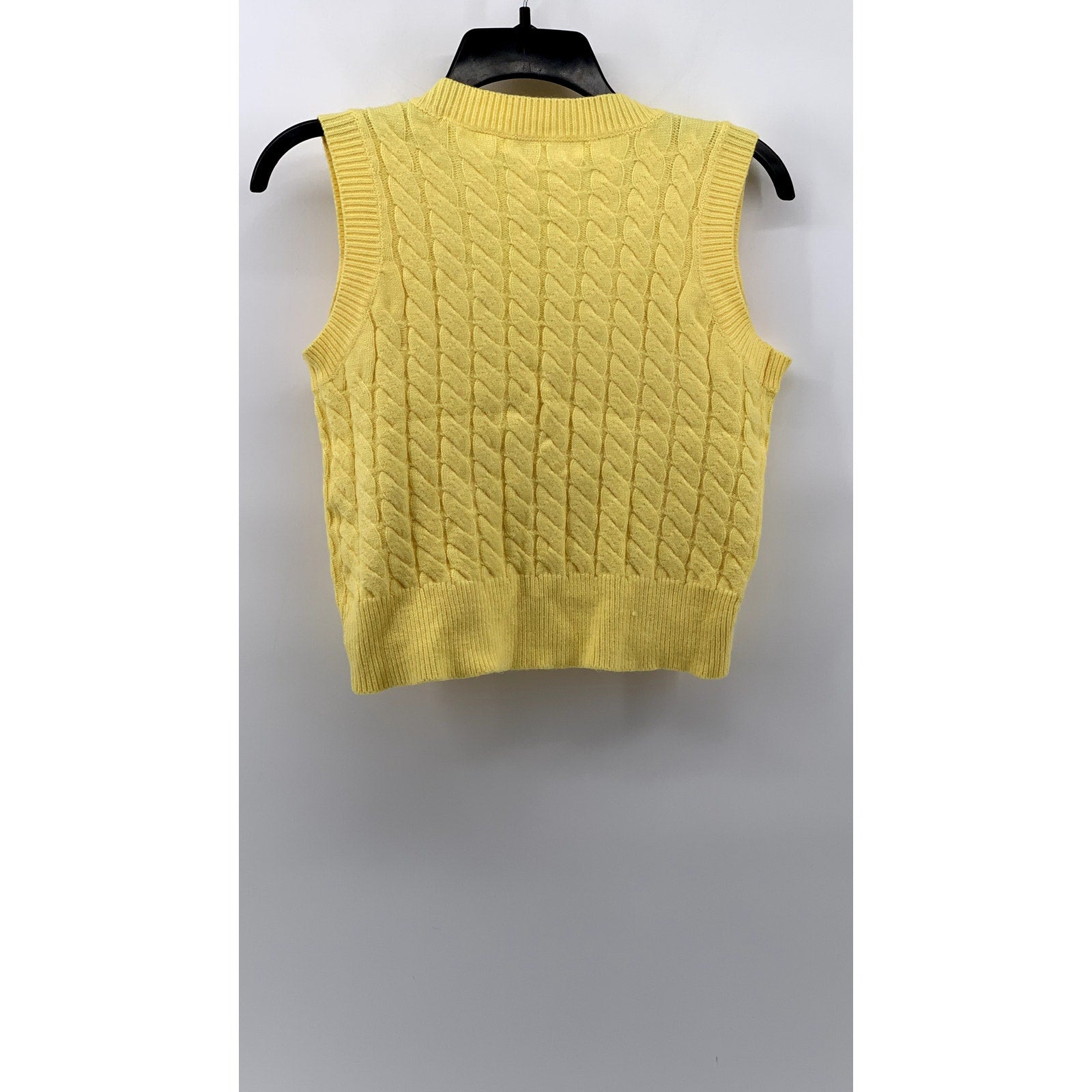MORE TO COME Women's Yellow Cable Knit V-Neck Vest SZ S