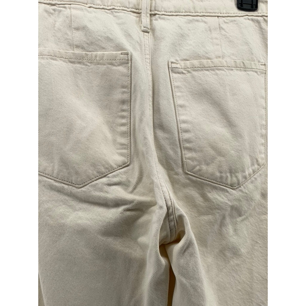 BANANA REPUBLIC Women's Cream Button-Fly High-Rise Relaxed-Fit Taper Jean SZ 27