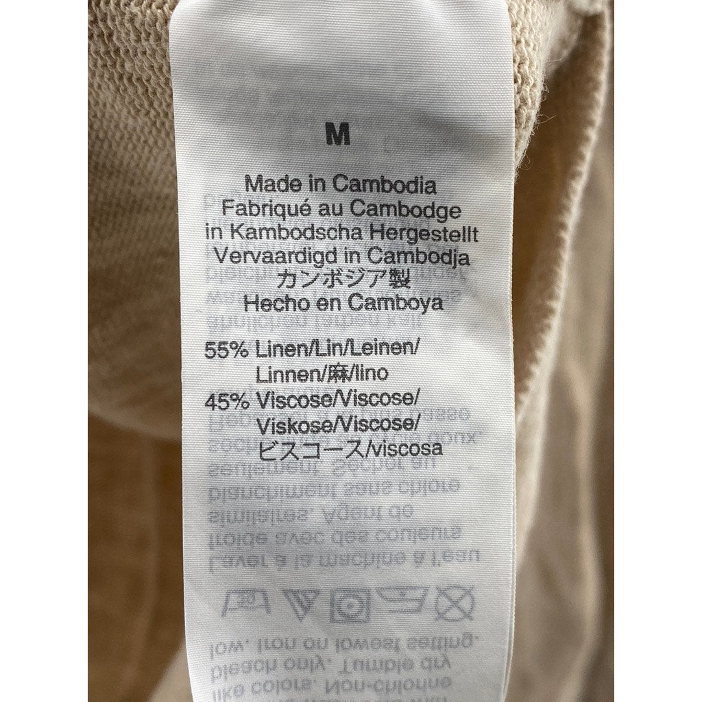 J.CREW Women's Tan V-Neck Linen-Blend Long Sleeve Casual Top SZ M