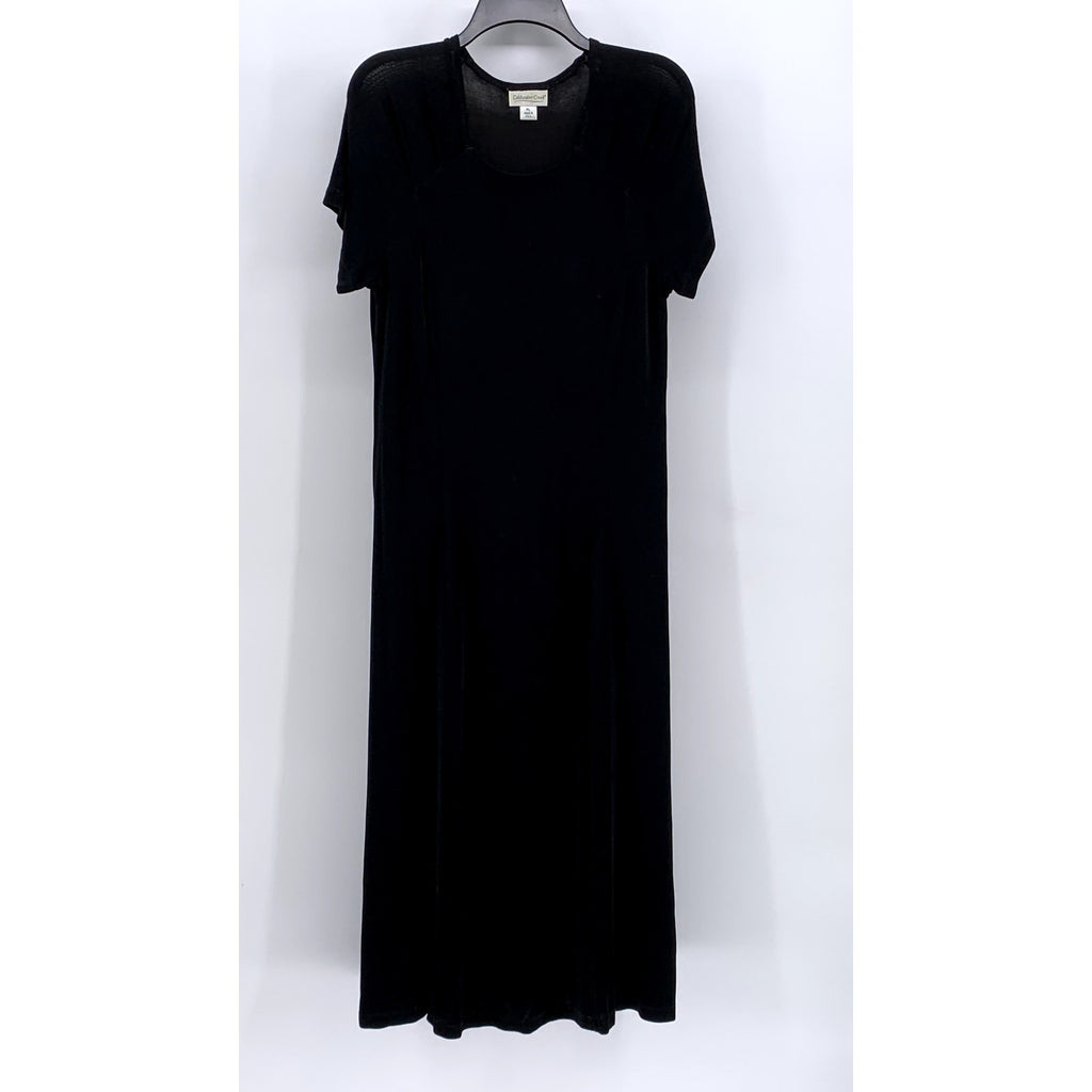 COLDWATER CREEK Women's Vintage Petite Black Short Sleeve Maxi Dress SZ PL