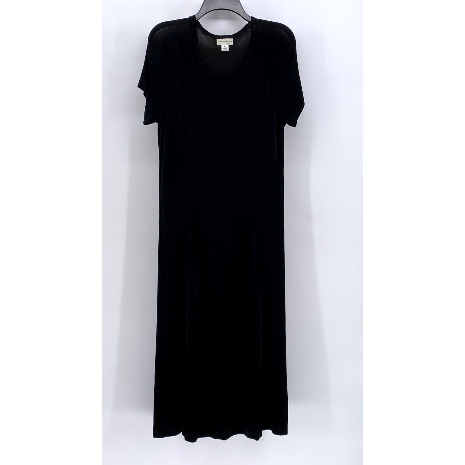 COLDWATER CREEK Women's Vintage Petite Black Short Sleeve Maxi Dress SZ PL