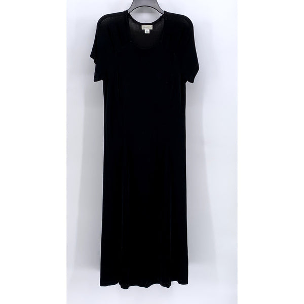 COLDWATER CREEK Women's Vintage Petite Black Short Sleeve Maxi Dress SZ PL