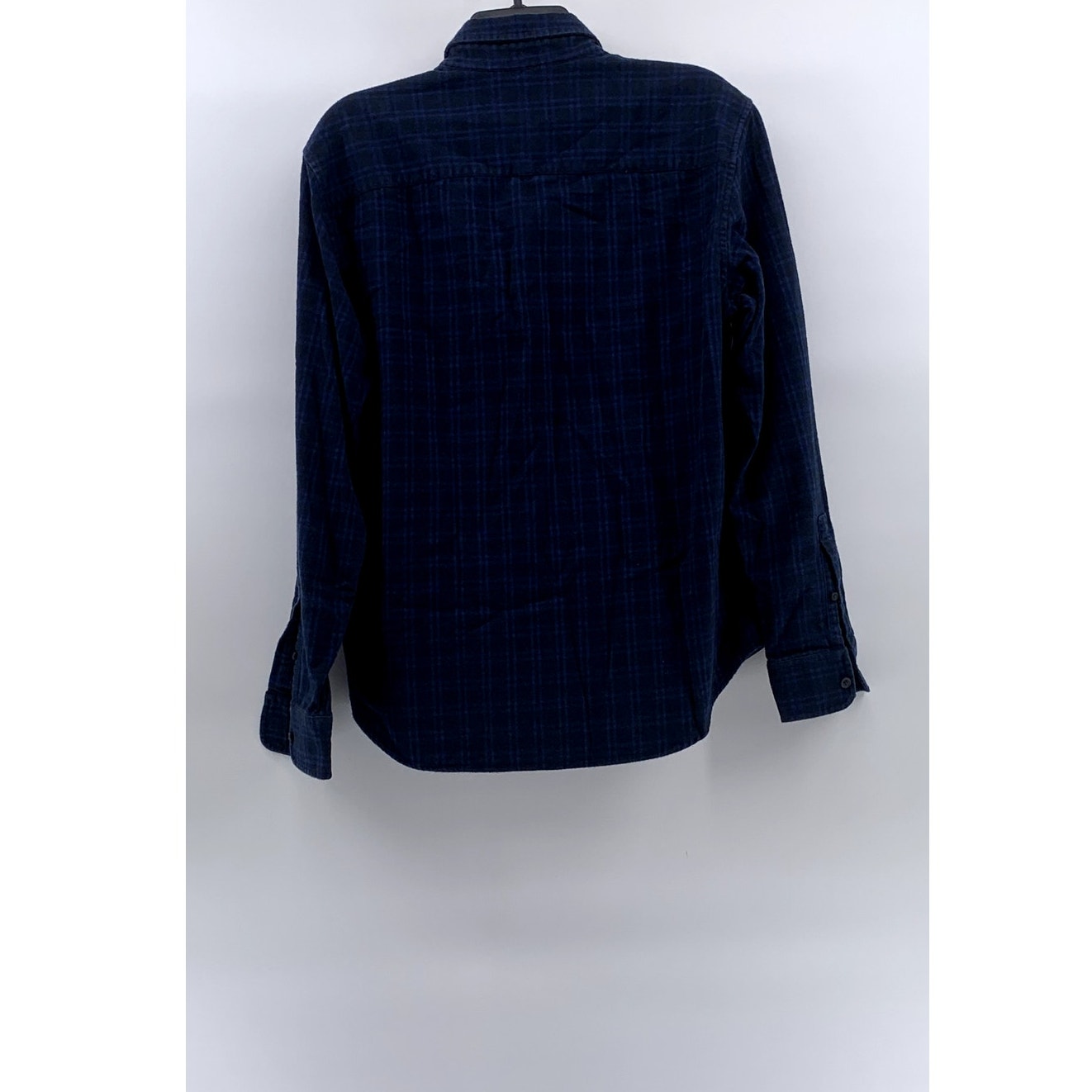 CLUB MONACO Men's Dark Blue-Black Check Slim-Fit Button-Up Long Sleeve Shirt SZL