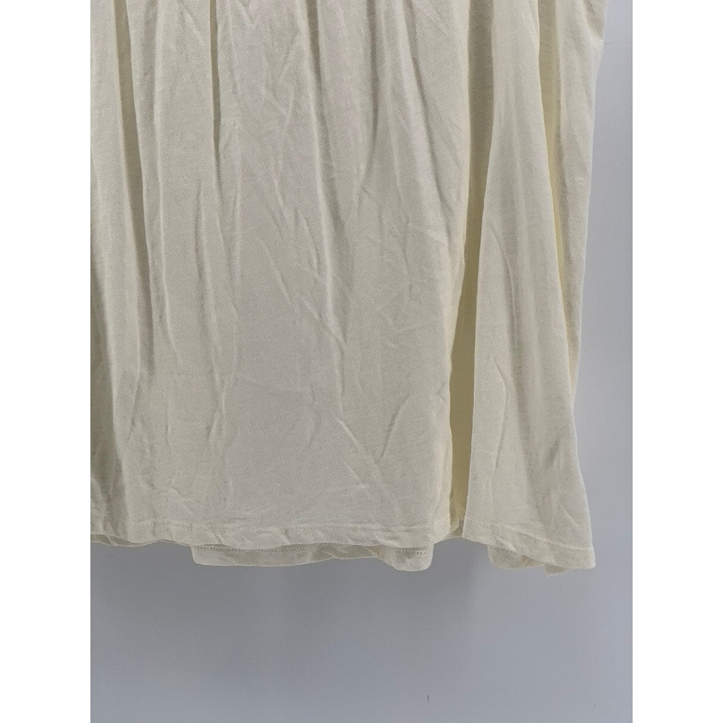 ELLA MOSS Women's Cream Lace Ruffle Trim Short Sleeve Top SZ XL