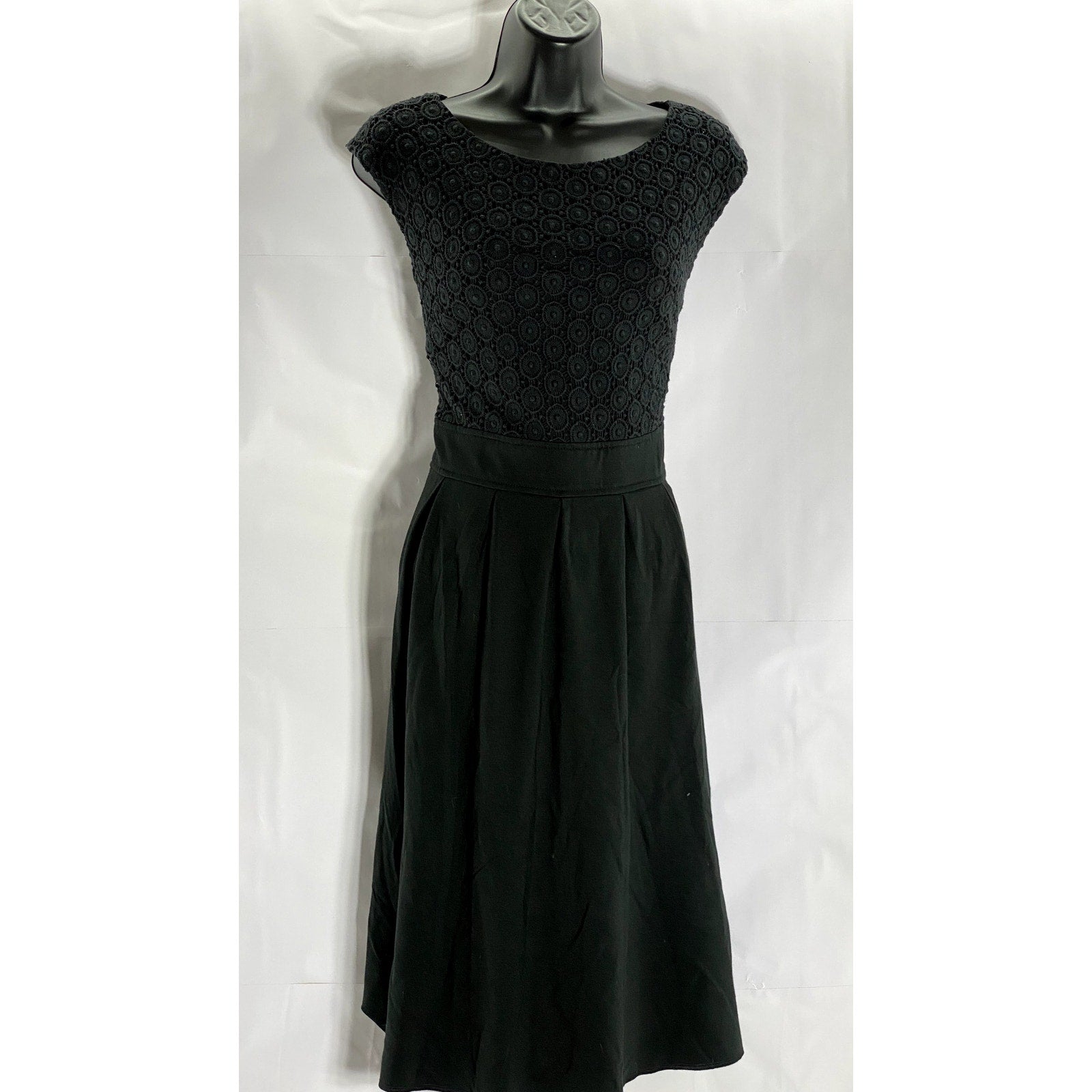 BANANA REPUBLIC Women's Black Lace Scoop-Neck Short Sleeve Dress SZ 6