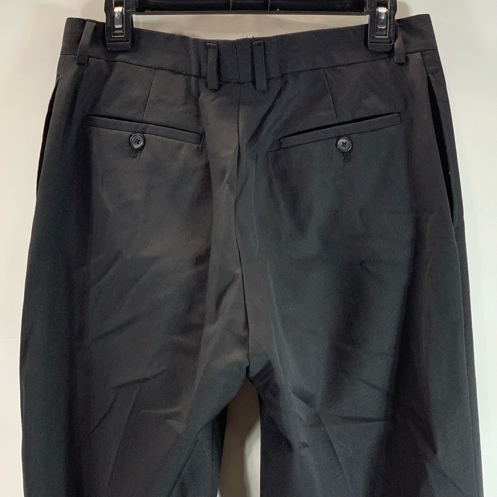 PRONTO UOMO PLATINUM Men's Solid Black Wool Flat-Front Dress Pants SZ 34