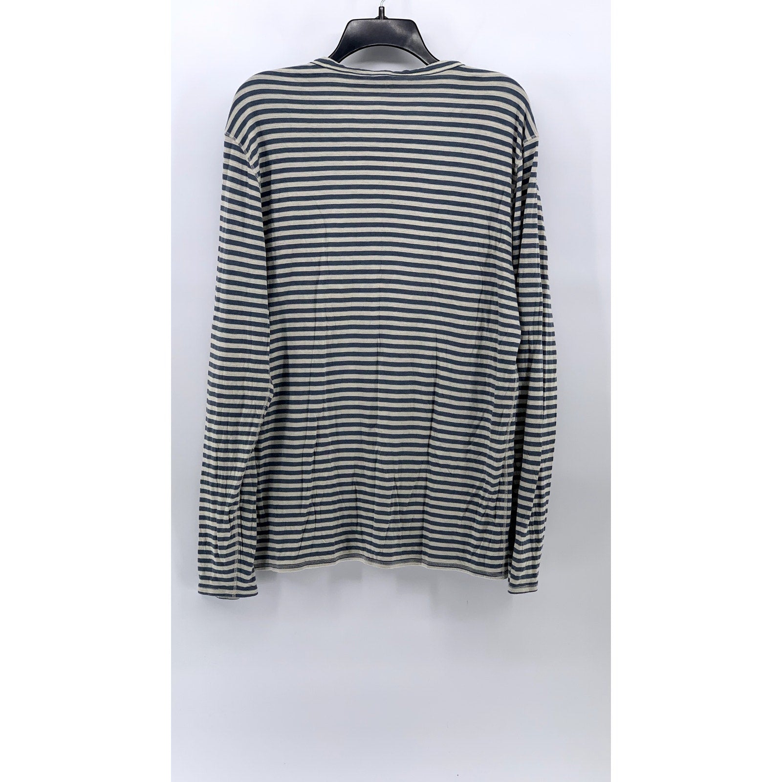 FARHERTY CLOUD Men's Gray-White Striped Scoop-Neck Long Sleeve Casual Top SZ L