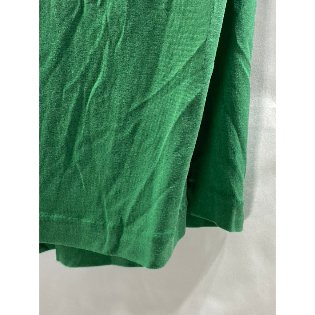 BANANA REPUBLIC Women's Green Silk Scoop-Neck Pleated Tank Top SZ M