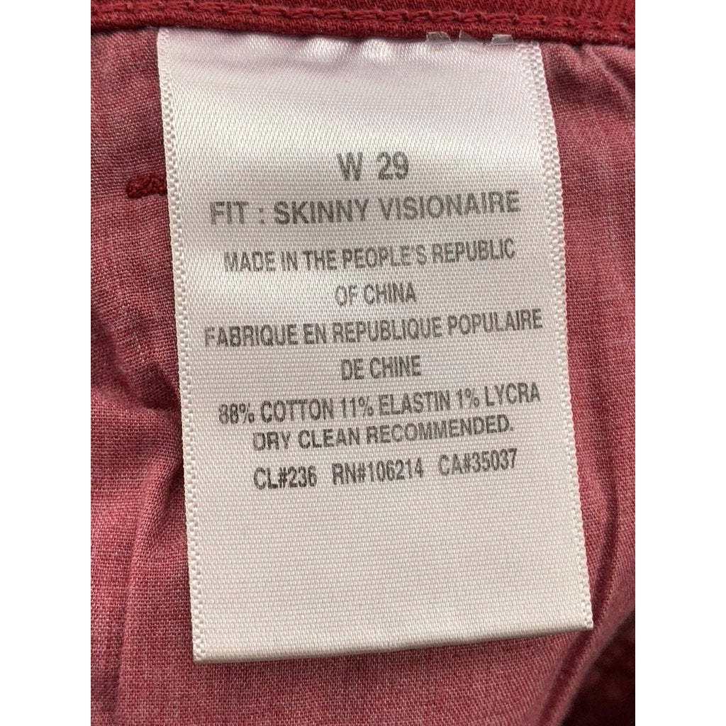 JOE'S Women's Red Skinny Visionaire Cotton-Blend Pant SZ 29