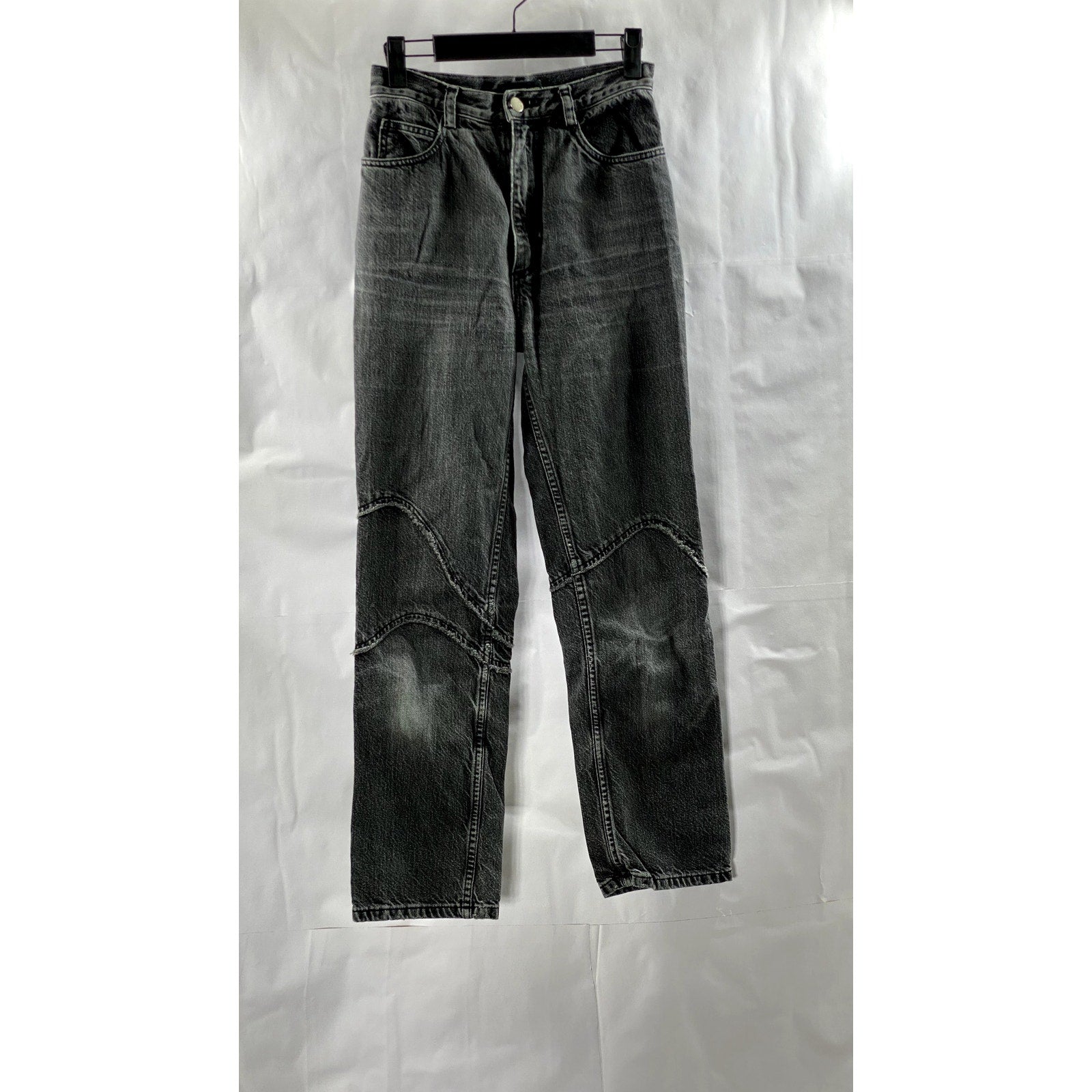 RACHEL COMEY Women's Washed Black Distressed High-Rise Denim Cropped Jeans SZ 0
