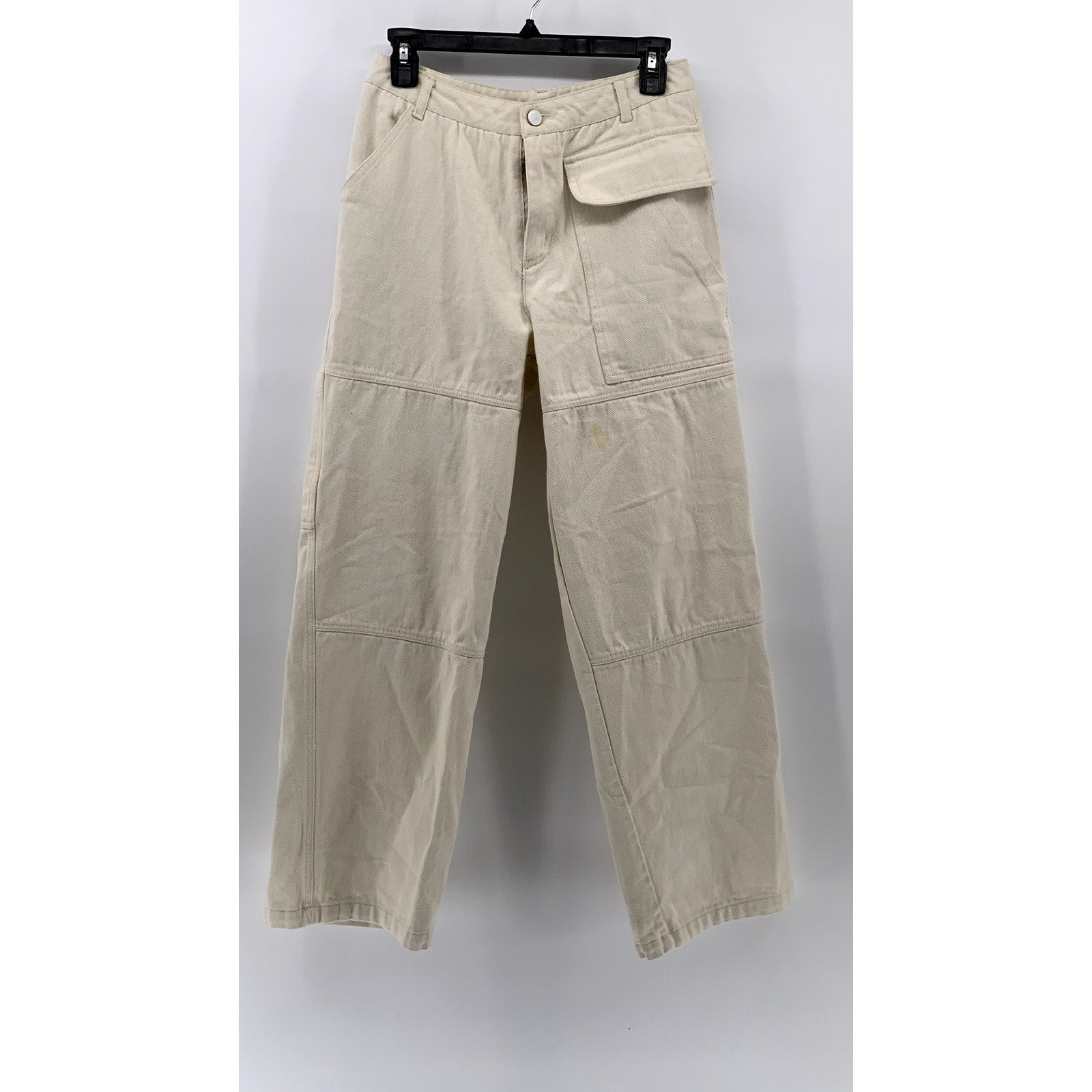 STILLA YOU Women's Cream Baggy Fit Straight Leg Pants SZ M