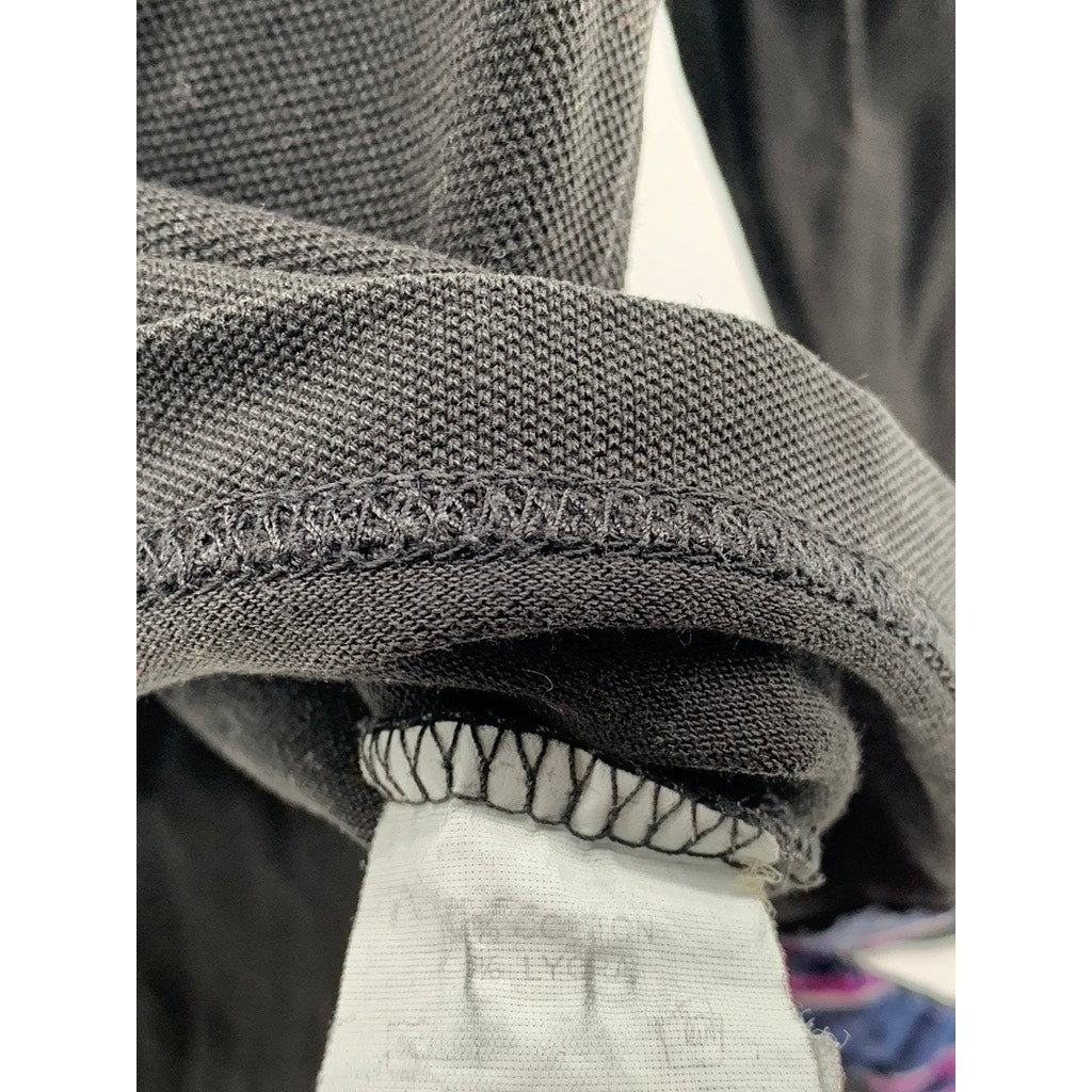 SUN68 Men's Black Textured Casual Long Sleeve Polo Shirt SZ L