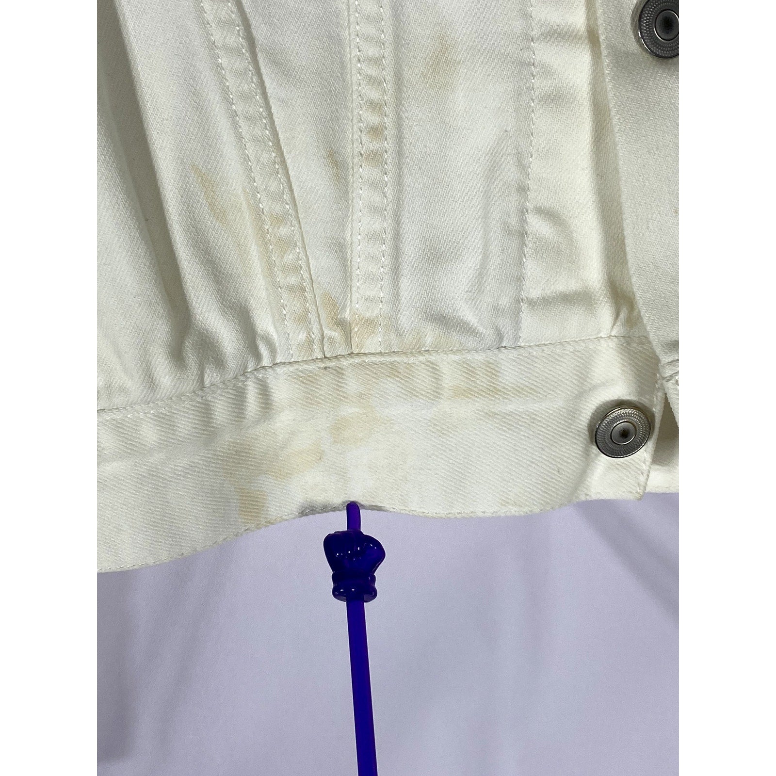 MUJI Women's Cream Washed Denim Patch Pocket Button-Up Long Sleeve Jacket SZ S