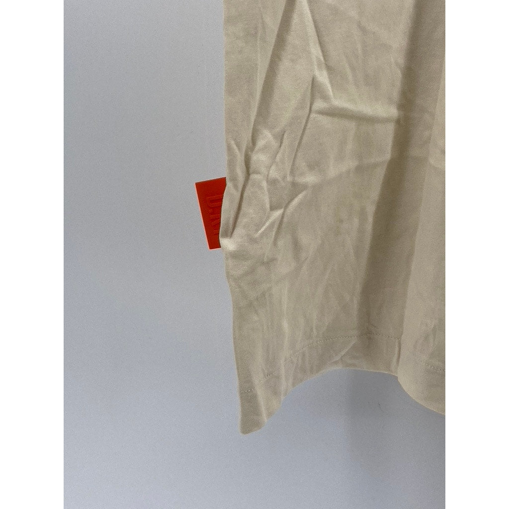 D.RT Men's Beige-Red Choose Your Own Adventure Logo Crewneck T-Shirt SZ L