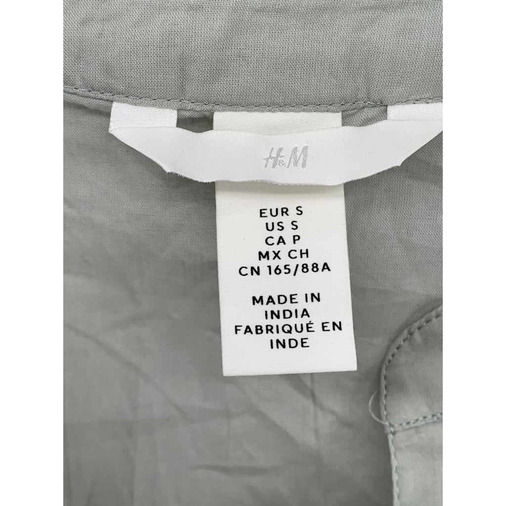 H&M Women's Gray Eyelet Flutter Split Neck Blouse SZ S