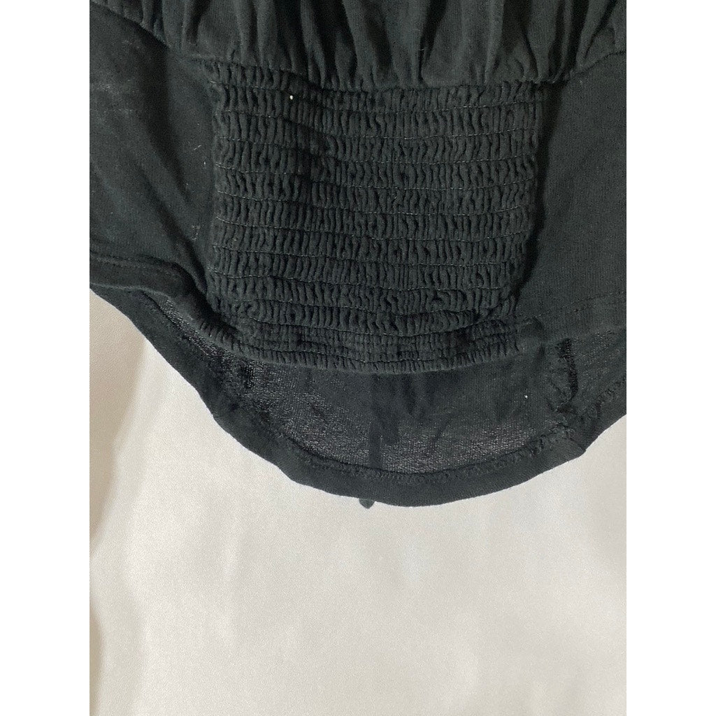URBAN OUTFITTERS Women's Black Sweetheart-Neck Long Sleeve Cropped Top SZ S