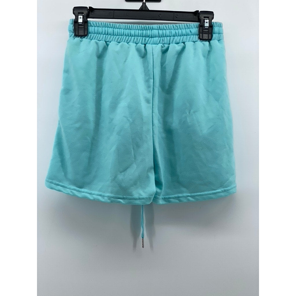 UNBRANDED Women's Light Blue Drawstring Casual Pull-On Shorts SZ S