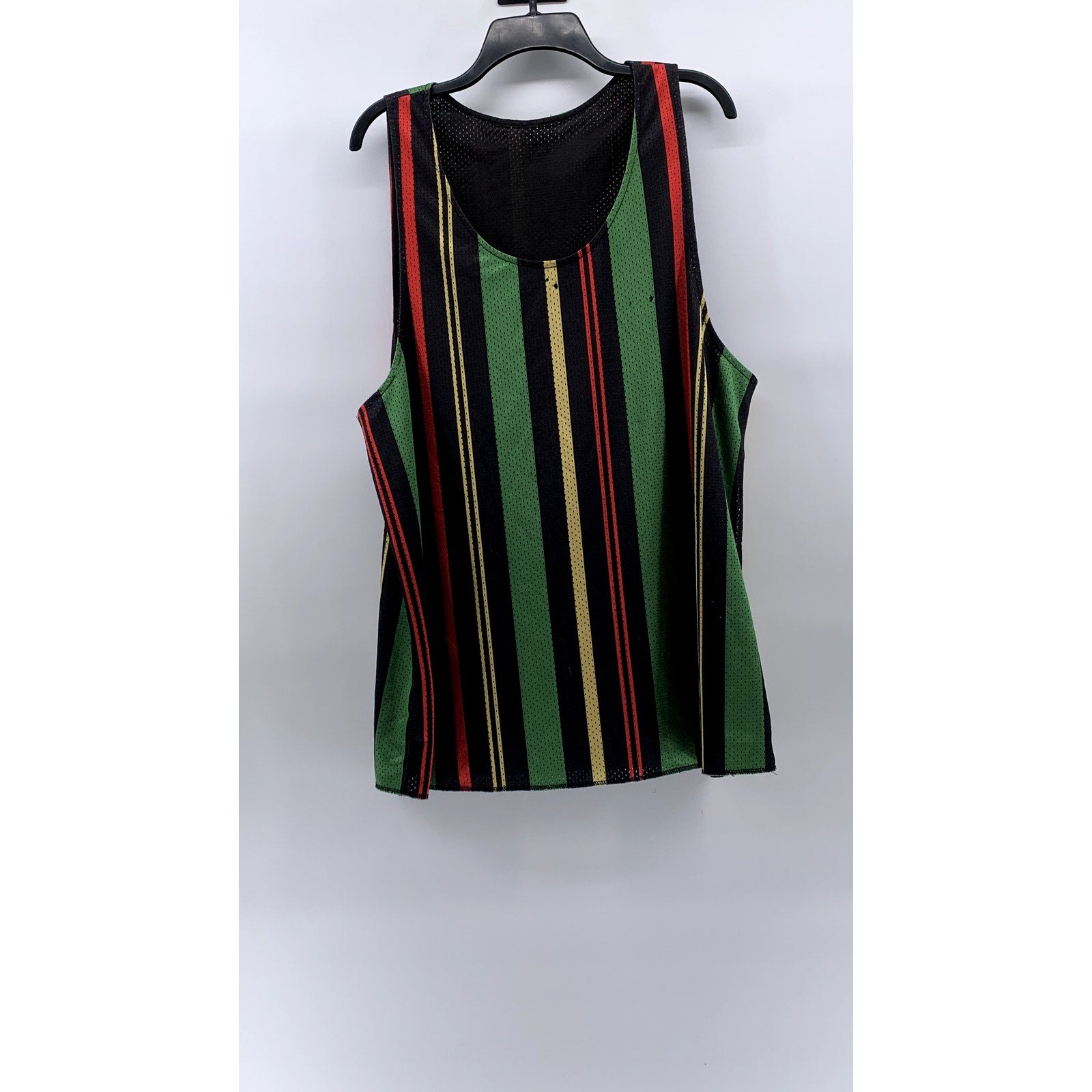 URBAN OUTFITTERS Men's Black-Multicolor Mesh Scoop-Neck Striped Tank SZ M