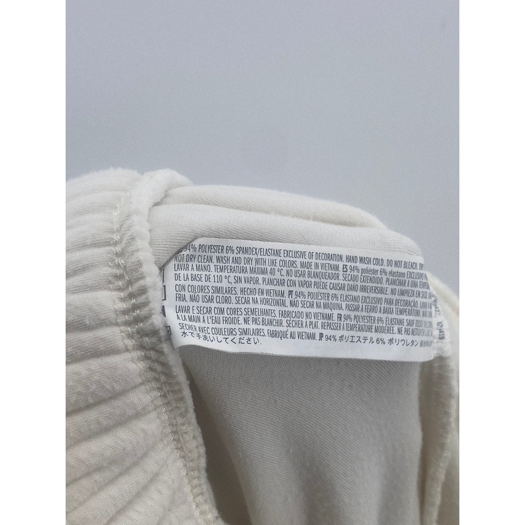 FOREVER 21 Women's Cream Fleece Half-Zip Drawstring Waist Hooded Jumpsuit SZ S