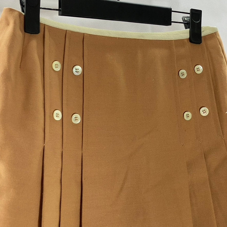 UNBRANDED Women's Academia Brown Button Pleated Mini A-Line Skirt SZ S
