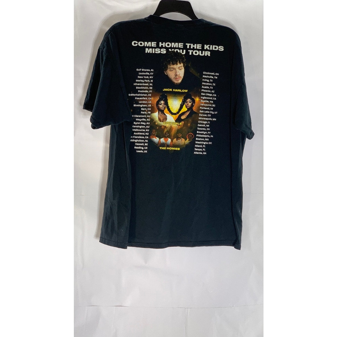 FRUIT OF THE LOOM Men's Black 'Jack Harlow' Tour List Graphic T-Shirt SZ XL