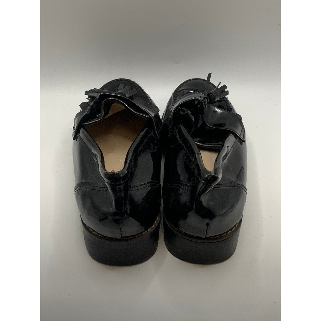 N'S MODE Women's Black Patent Leather Slip-On Tassel Loafers SZ 5.5/6