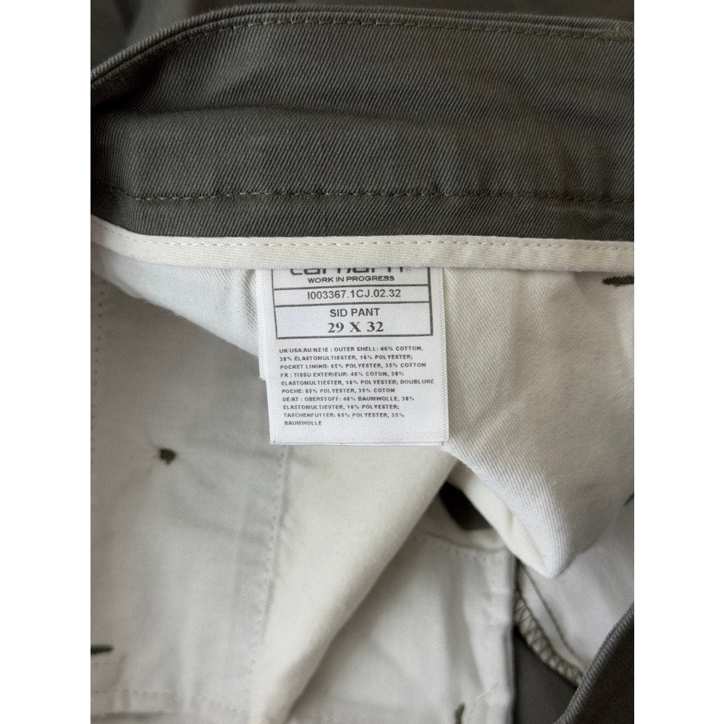 CARHARTT WORK IN PROGRESS Men's Dark Green Slim-Fit Sid Chino Pant SZ 29X32