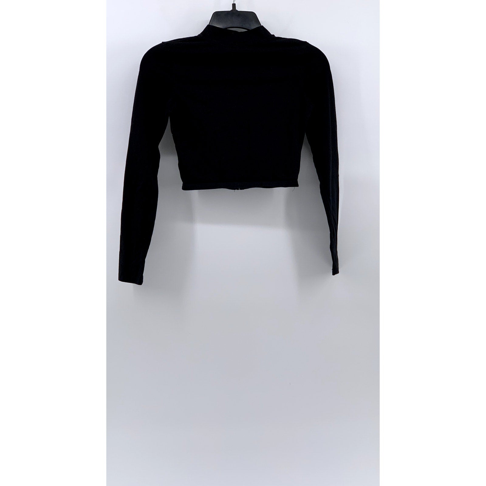 COSMIQUE STUDIO Women’s Black One Team Rockmore Zip-Up Biker Grunge Crop Top SZS