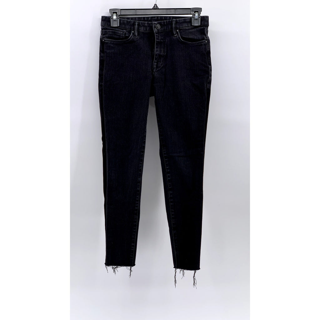 ALLSAINTS Women's Black Bistretch Frayed Grace Skinny Ankle Jeans SZ 27