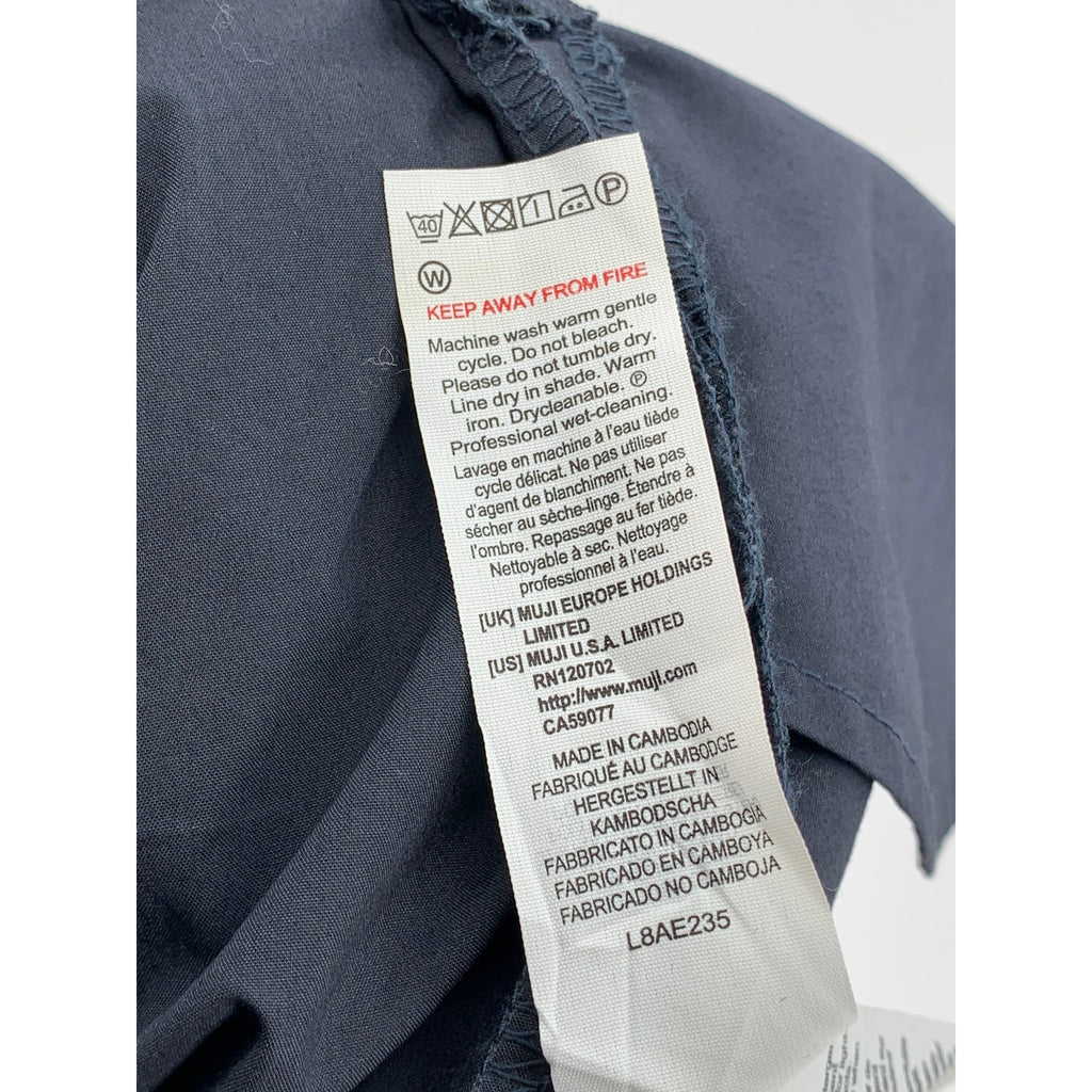 MUJI Women's Navy Blue Elastic-Waist A-Line Relaxed Fit Cotton-Blend Skirt SZ S