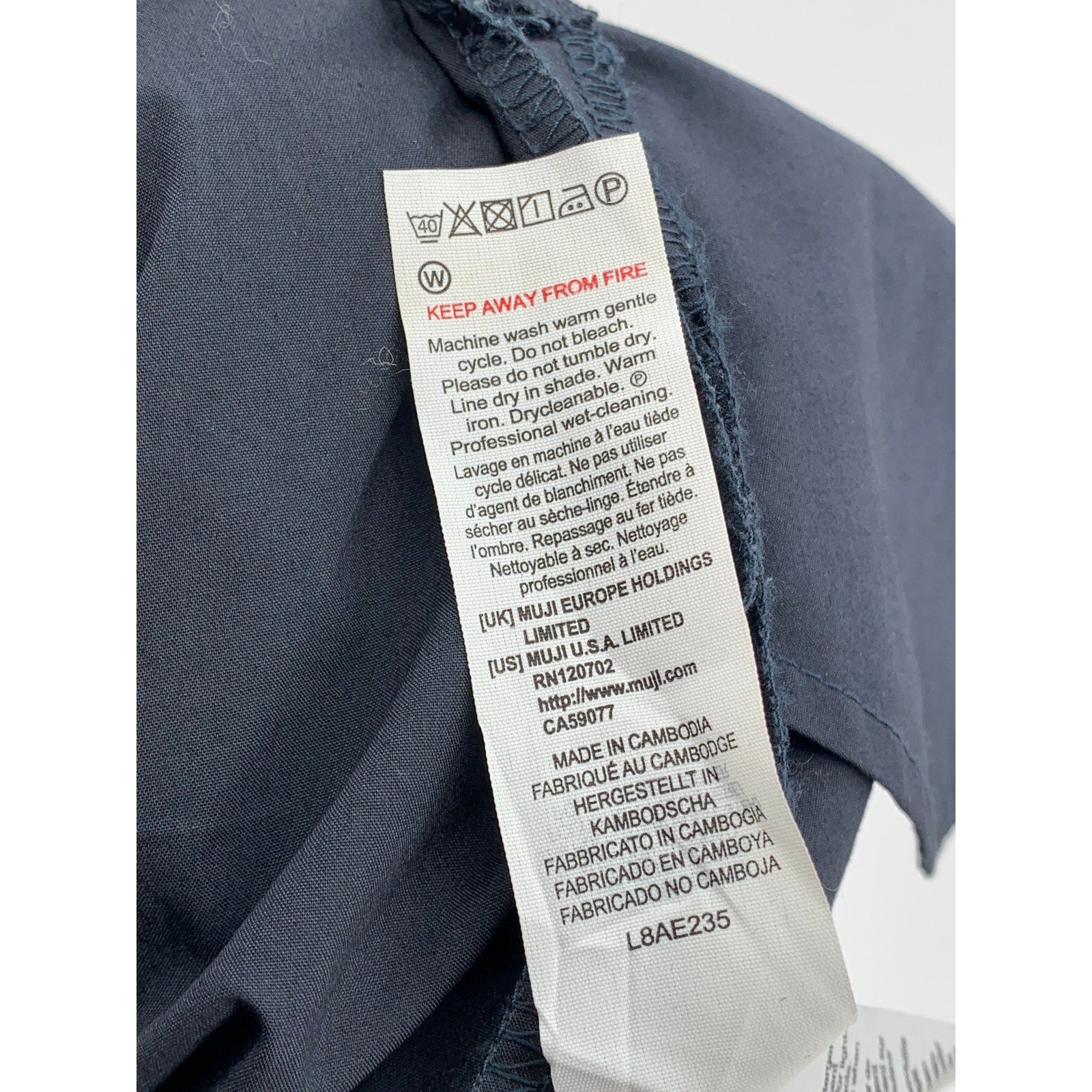 MUJI Women's Navy Blue Elastic-Waist A-Line Relaxed Fit Cotton-Blend Skirt SZ S